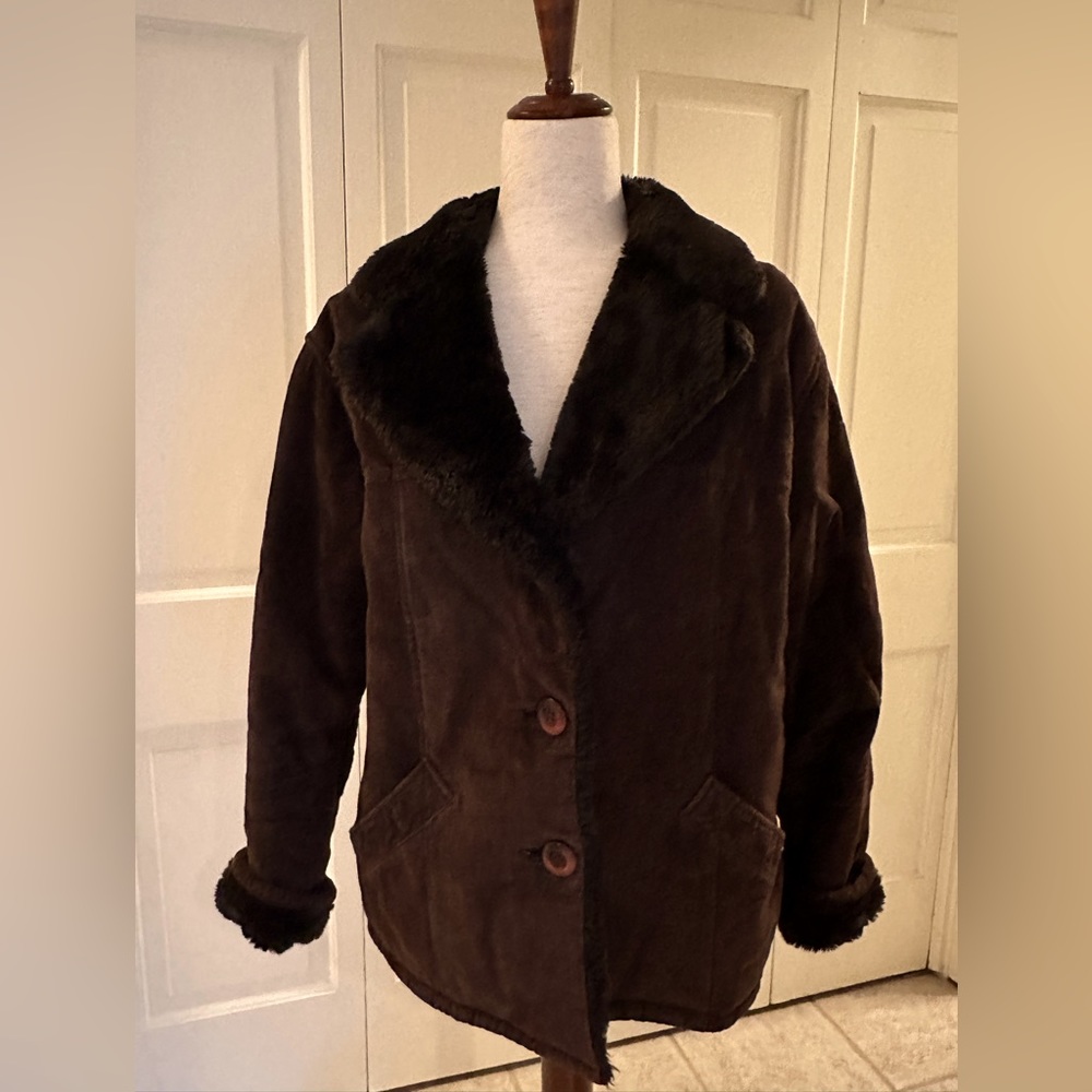 Vintage GUESS Leather Suede Jacket with Faux Fur